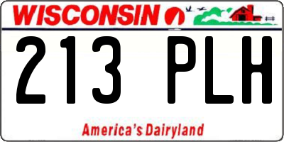 WI license plate 213PLH