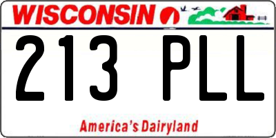 WI license plate 213PLL