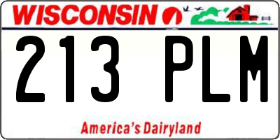 WI license plate 213PLM