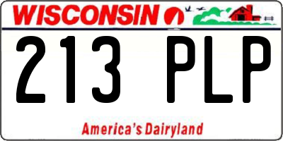 WI license plate 213PLP