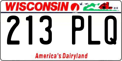 WI license plate 213PLQ