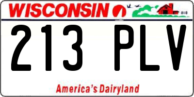 WI license plate 213PLV