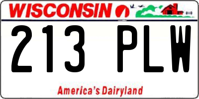WI license plate 213PLW