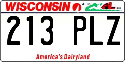 WI license plate 213PLZ
