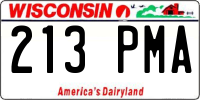 WI license plate 213PMA