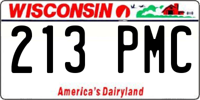 WI license plate 213PMC