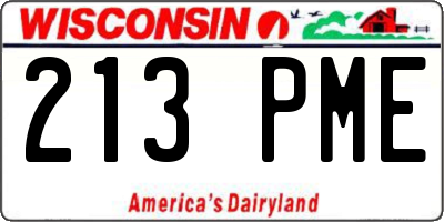 WI license plate 213PME