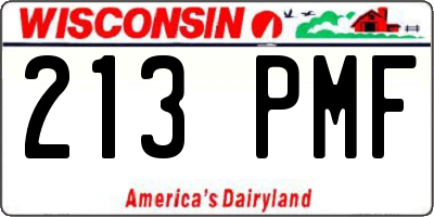 WI license plate 213PMF