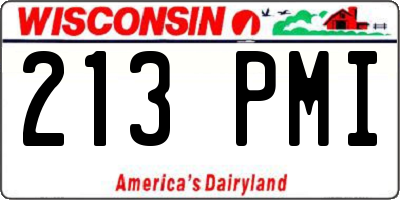 WI license plate 213PMI