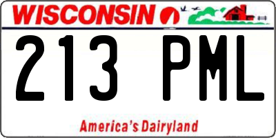 WI license plate 213PML