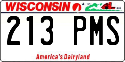 WI license plate 213PMS