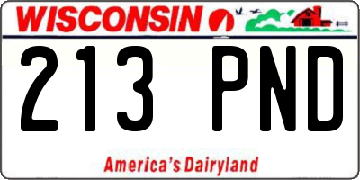 WI license plate 213PND