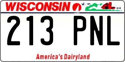 WI license plate 213PNL