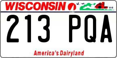 WI license plate 213PQA