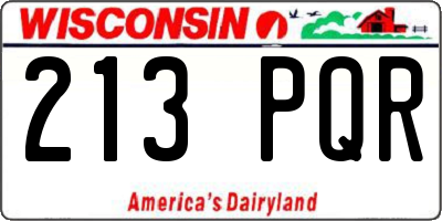 WI license plate 213PQR