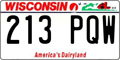 WI license plate 213PQW