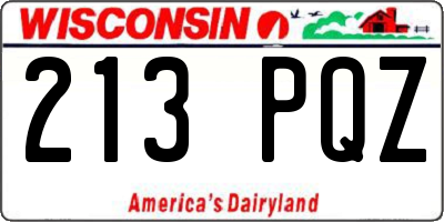 WI license plate 213PQZ