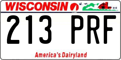 WI license plate 213PRF