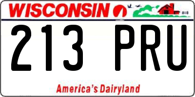 WI license plate 213PRU