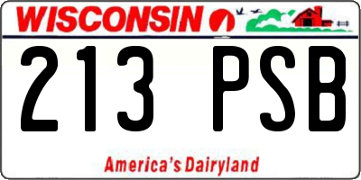 WI license plate 213PSB