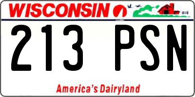 WI license plate 213PSN