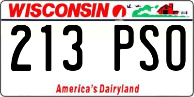 WI license plate 213PSO