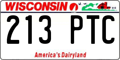 WI license plate 213PTC