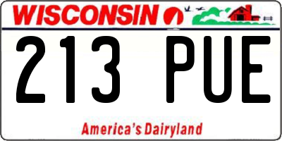 WI license plate 213PUE