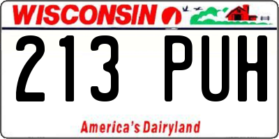 WI license plate 213PUH