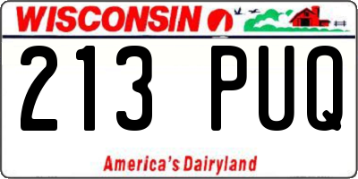 WI license plate 213PUQ