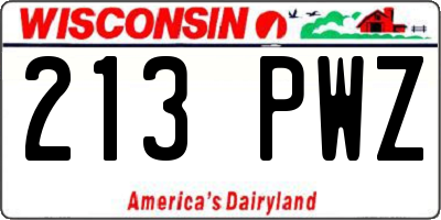 WI license plate 213PWZ
