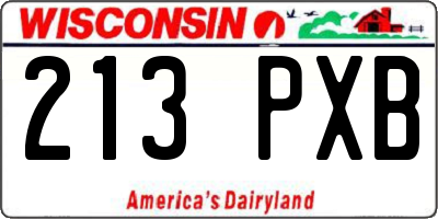 WI license plate 213PXB