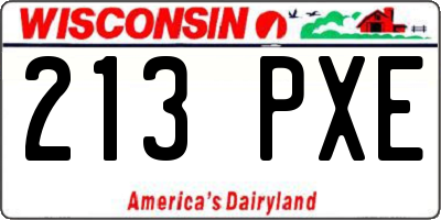 WI license plate 213PXE