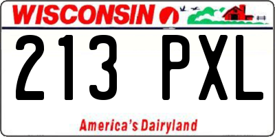 WI license plate 213PXL