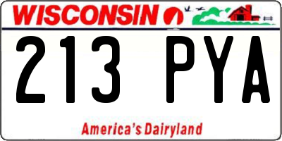 WI license plate 213PYA