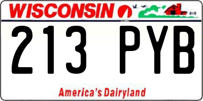 WI license plate 213PYB