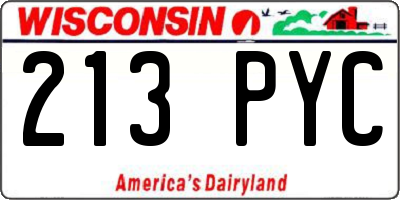 WI license plate 213PYC