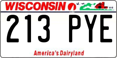 WI license plate 213PYE