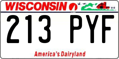 WI license plate 213PYF