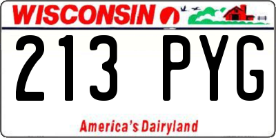 WI license plate 213PYG