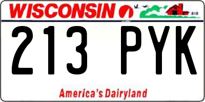 WI license plate 213PYK