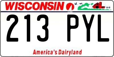 WI license plate 213PYL