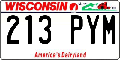 WI license plate 213PYM