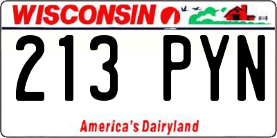 WI license plate 213PYN