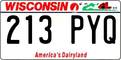 WI license plate 213PYQ