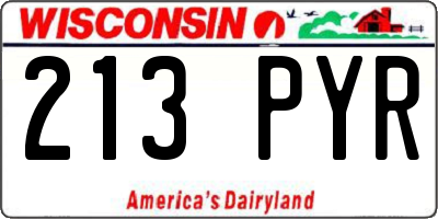 WI license plate 213PYR