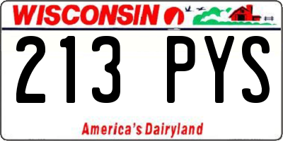 WI license plate 213PYS