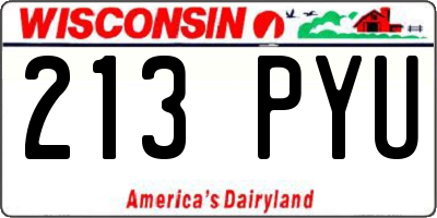 WI license plate 213PYU