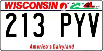 WI license plate 213PYV