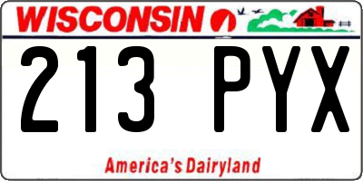 WI license plate 213PYX